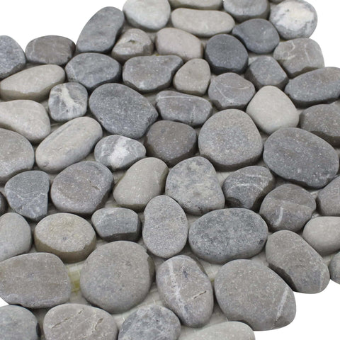Organic grey pebble shower floor