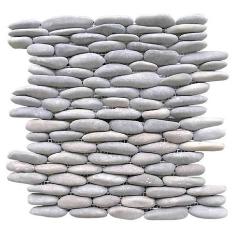 Stacked Stone Pebble Tile Light Grey