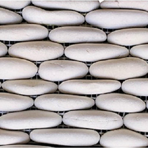 White Stacked Stone Pebble Tile