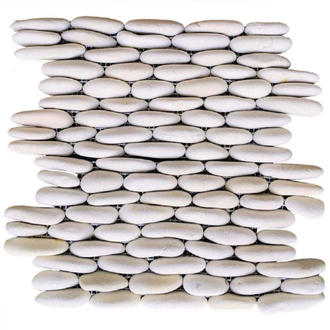 White Stacked Stone Pebble Tile