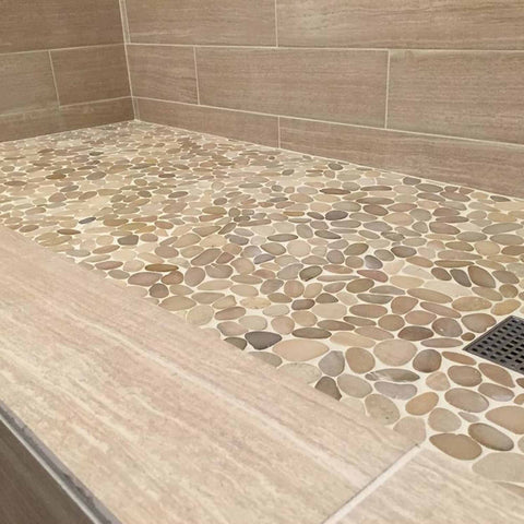 Tan Sliced Pebble Tile