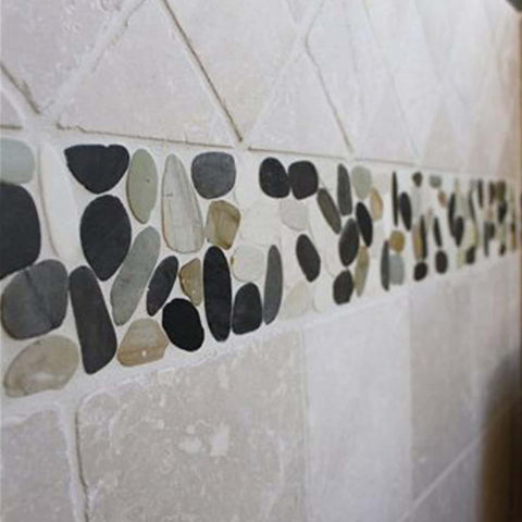 White Grey and Dark Grey Sliced Pebble Tile