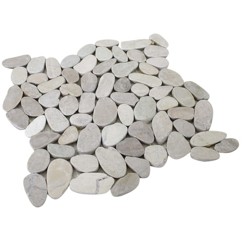 White Natural Sliced Pebble Tile