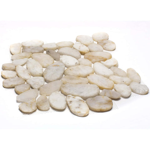 White Sliced Pebble Tile