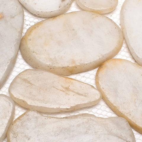 White Sliced Pebble Tile