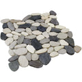White, Grey & Dark Grey Sliced Pebble Tile | Flat Natural Stone