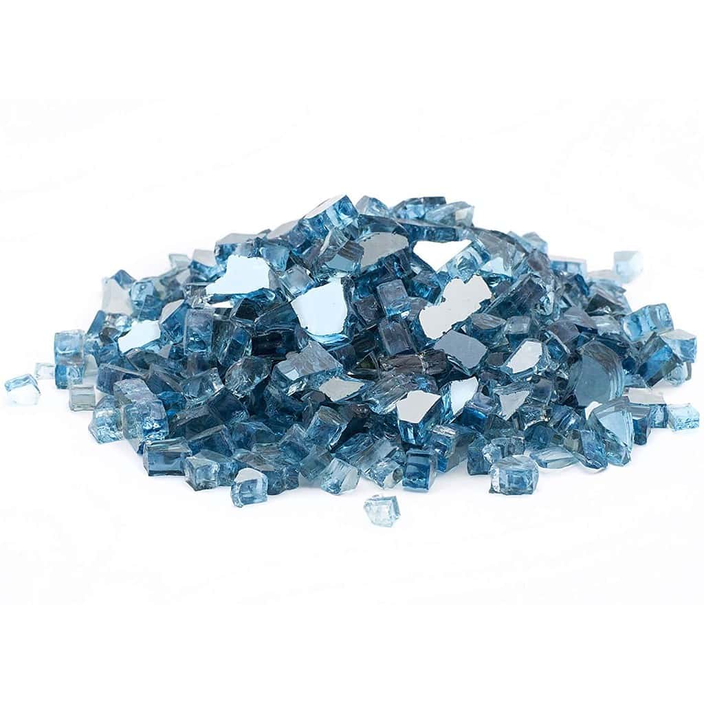 Sky Blue Reflective Fire Glass Margo Garden Products