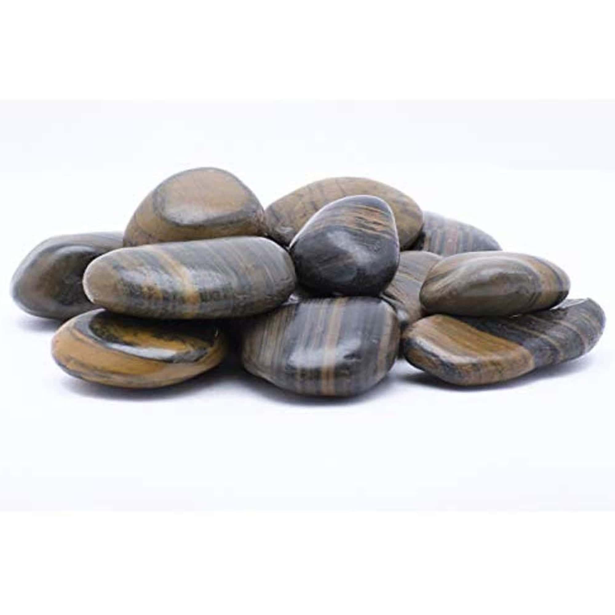 2 x Round Pebble Stepping Stones - Naturally Polished River Rock